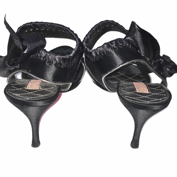 Betsey Johnson ꕥ Ankle Wrap Satin Heeled Sandals ꕥ - Picture 6 of 13